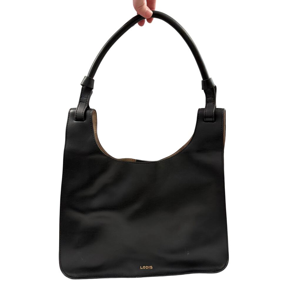 Lodis Blair Collection Dara Black Italian Leather Hobo Bag Purse GS